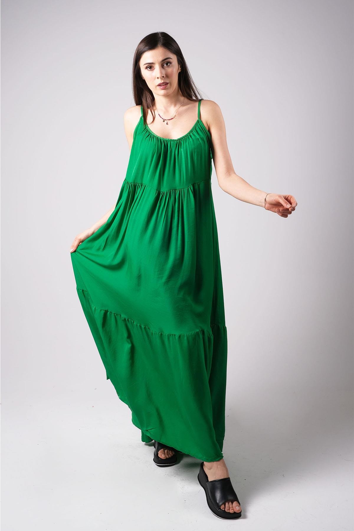 MIOROPA  Askılı Salaş Yeşil Elbise-Elbise ve Kombin-Mioropa-G0062GNK