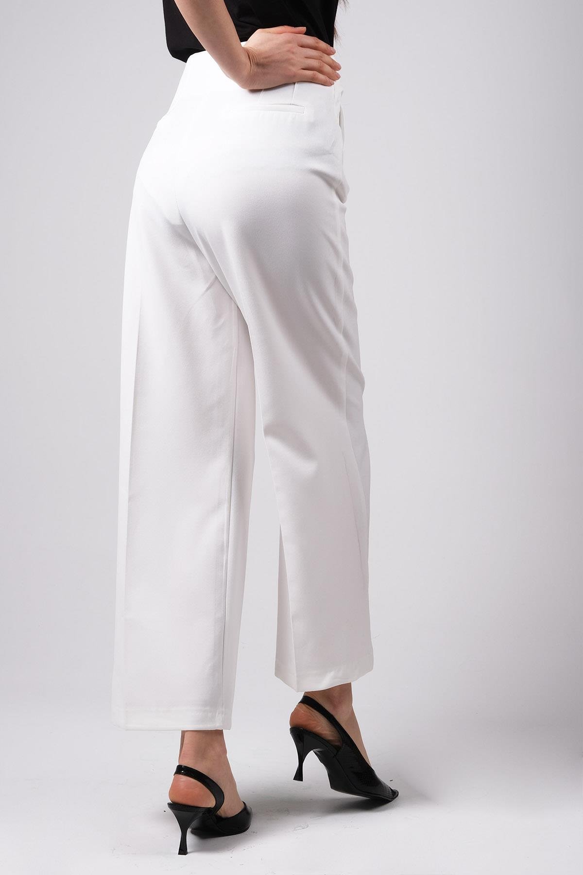 MIOROPA Ekru Renk Bol Paça Kumaş Pantolon-Pantolon-Mioropa-G0055BEK