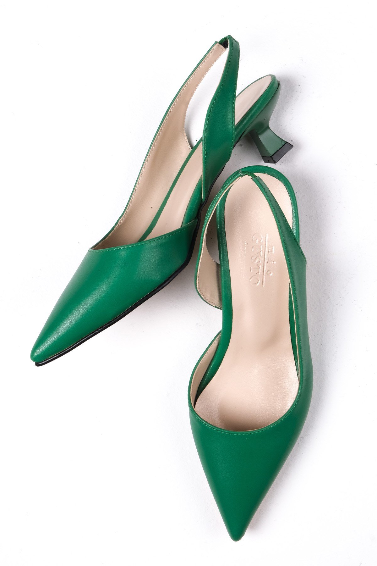 Mitzie Yeşil Renk Kısa Topuklu Ayakkabı-Kısa Topuklu-Mio Gusto-02226GNC