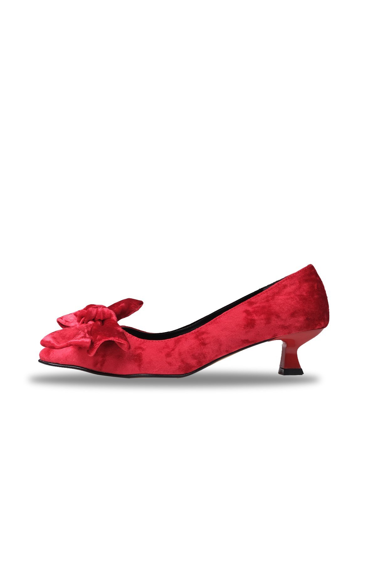 Molly Kırmızı Renk Kadife Topuklu Ayakkabı-Kısa Topuklu-Mio Gusto-02224REK