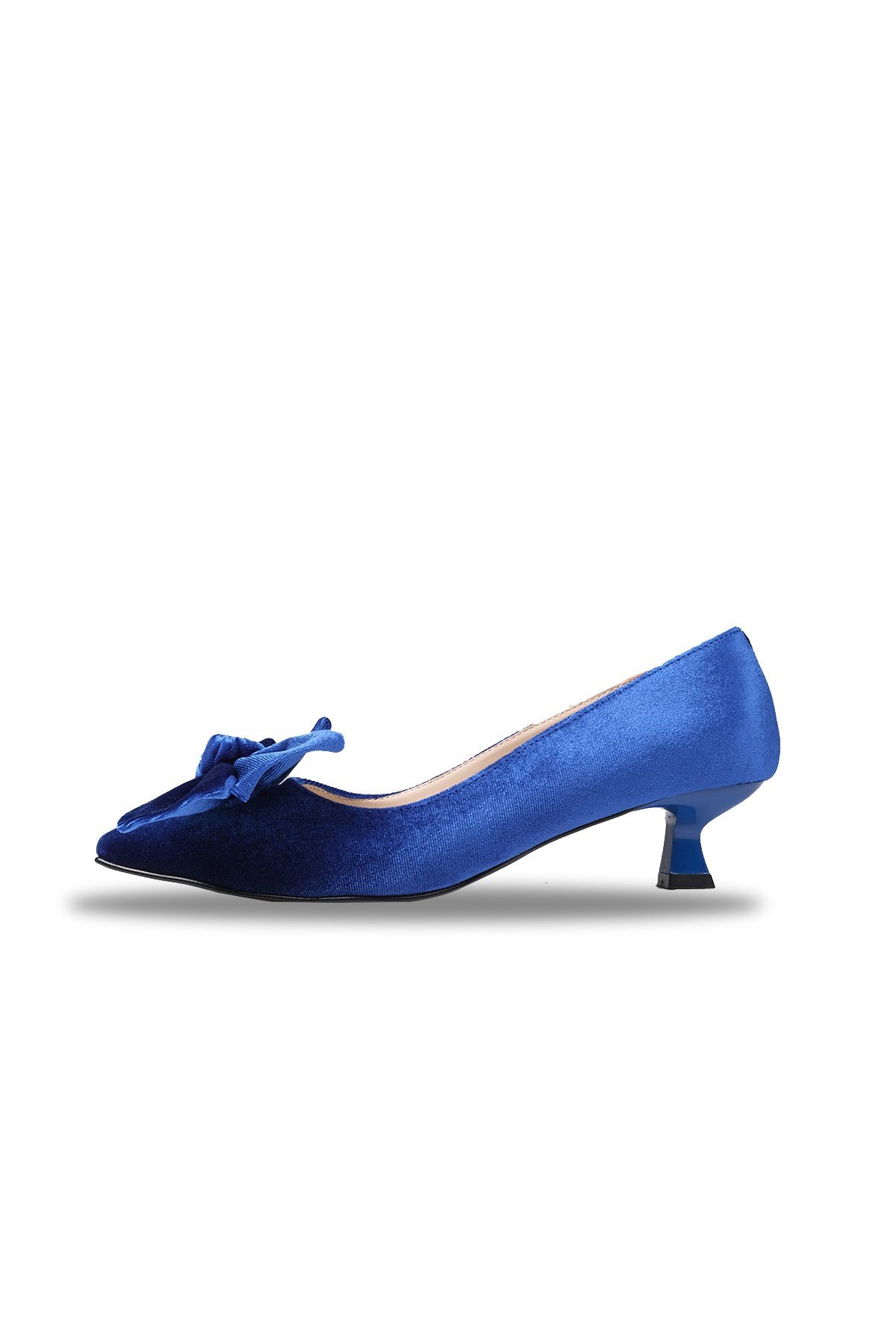 Molly Saks Mavi Renk Kadife Topuklu Ayakkabı-Kısa Topuklu-Mio Gusto-02224SKK