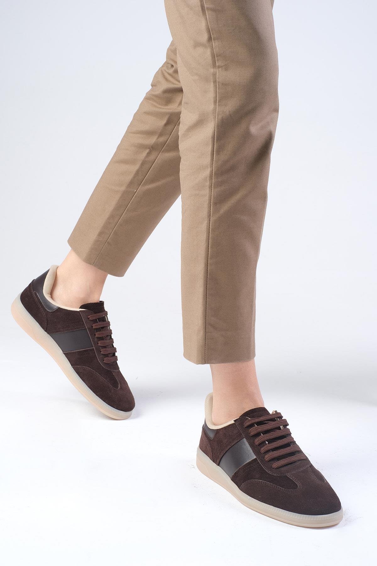 Nicole Hakiki Süet Kahverengi Spor Ayakkabı-SPOR-Mio Gusto-01582BRS