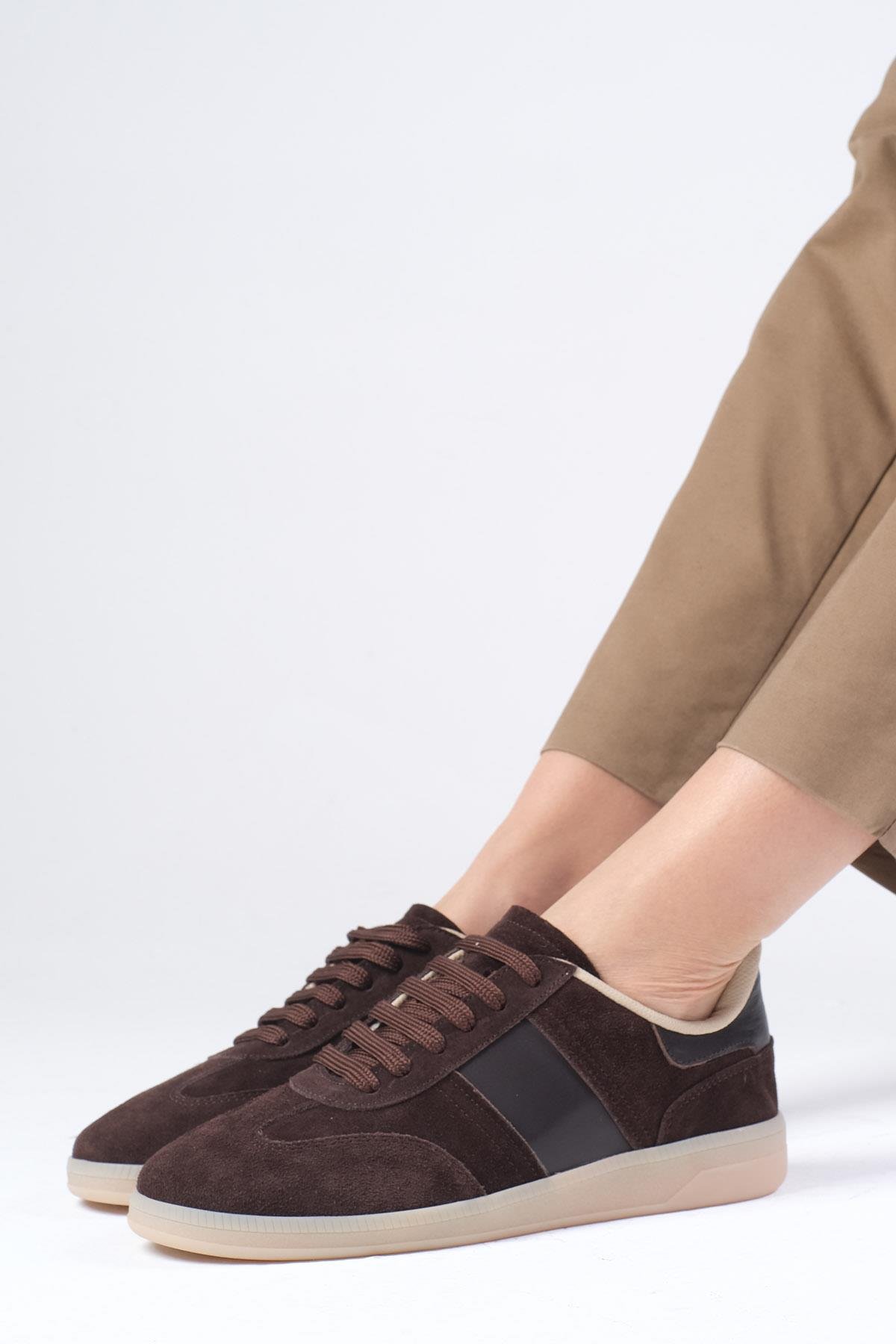 Nicole Hakiki Süet Kahverengi Spor Ayakkabı-SPOR-Mio Gusto-01582BRS