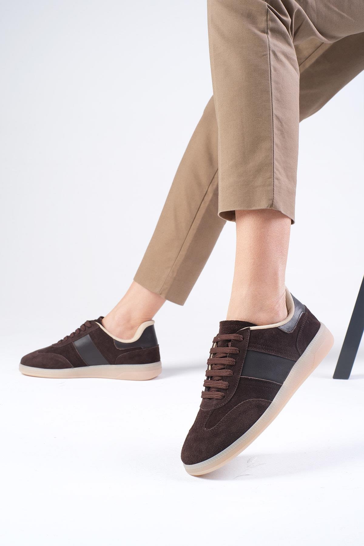 Nicole Hakiki Süet Kahverengi Spor Ayakkabı-SPOR-Mio Gusto-01582BRS