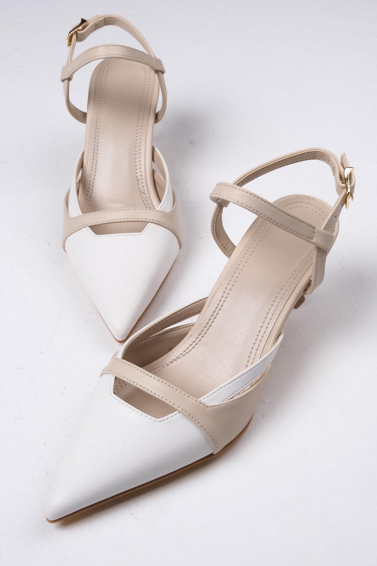 Patsy Beyaz Renk Topuklu Ayakkabı-Yüksek Topuklu-Mio Gusto-01443WHC