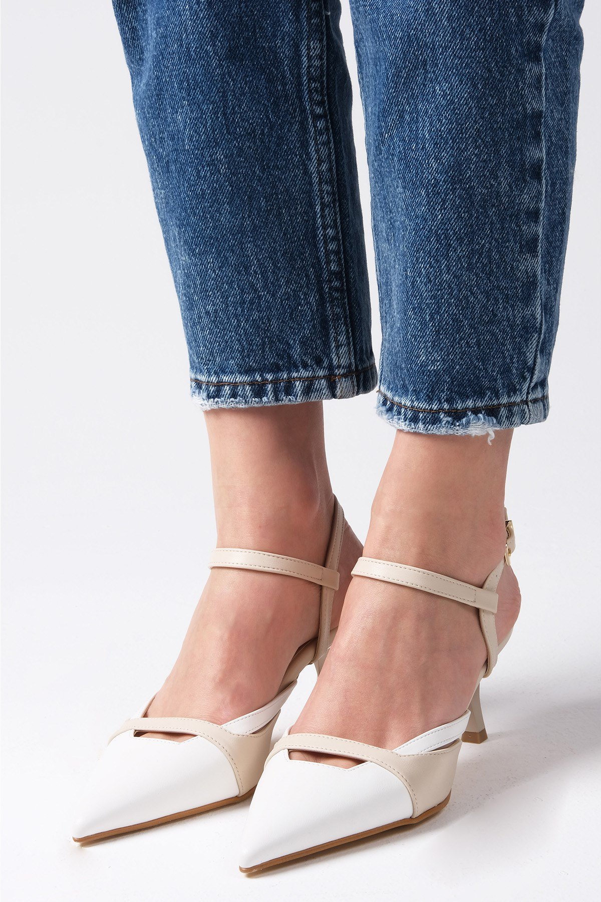 Patsy Beyaz Renk Topuklu Ayakkabı-Yüksek Topuklu-Mio Gusto-01443WHC