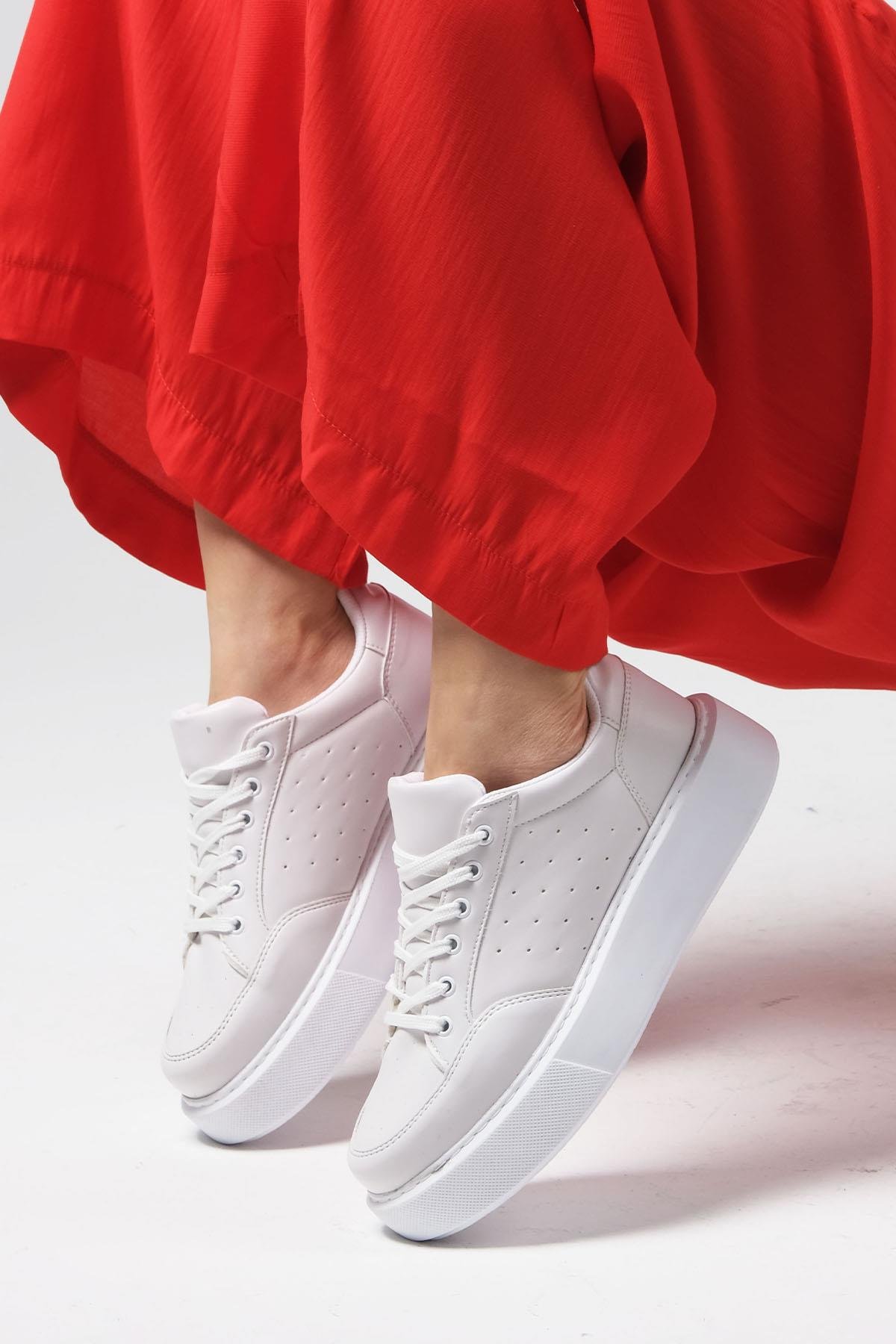 Paula Kırık Beyaz Renk Kadın Sneaker-SPOR-Mio Gusto-05401WHC