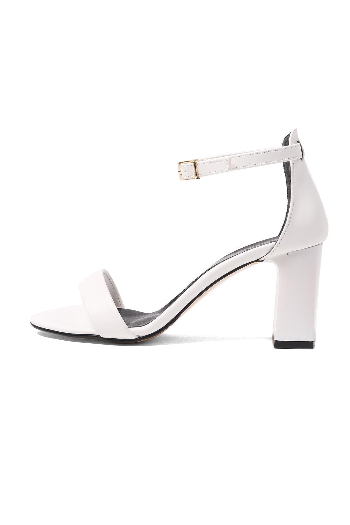 Paulina Beyaz Renk Topuklu Sandalet-SANDALET-Mio Gusto-01469WHC