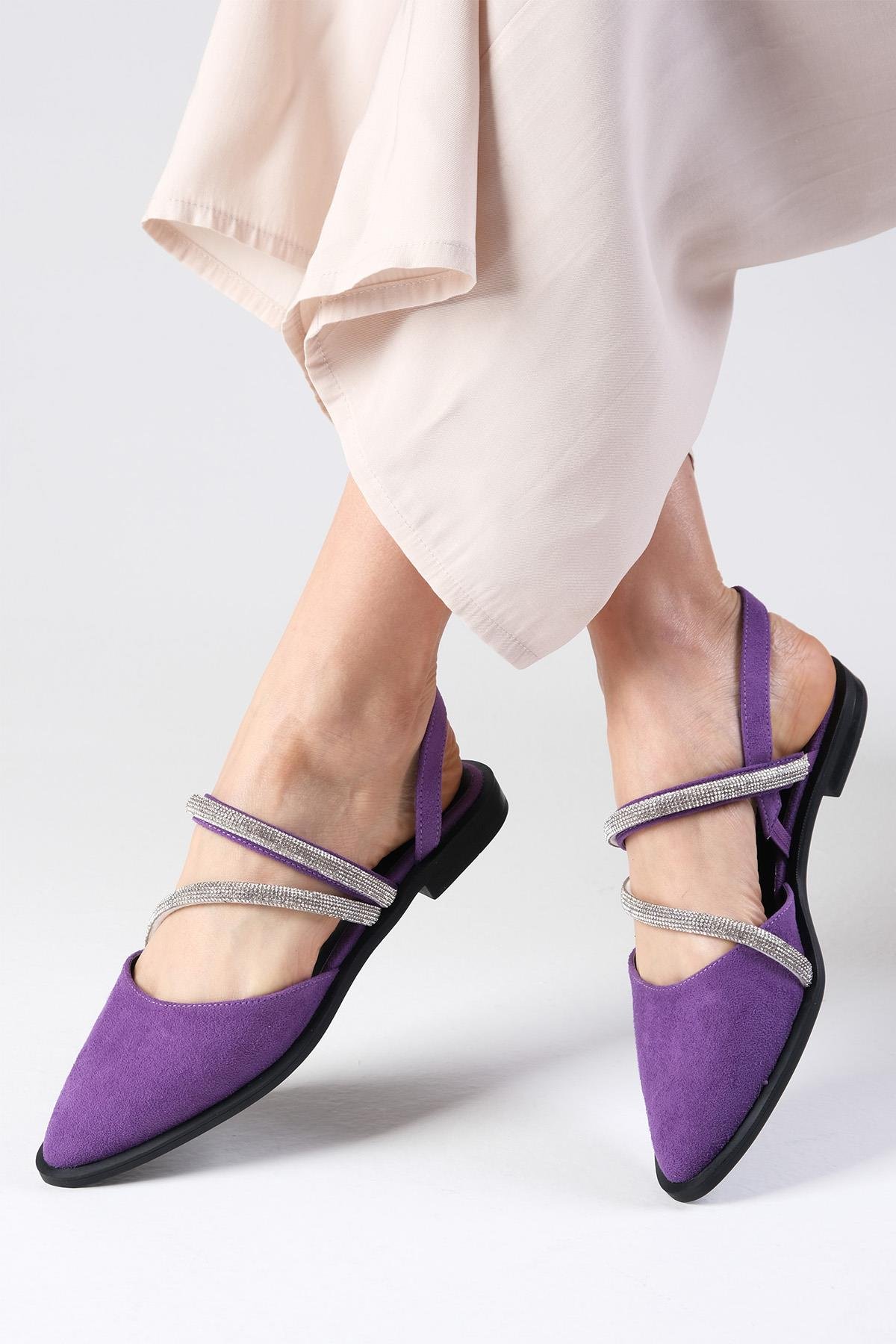 Poppy Mor Çapraz Taş Atkılı Babet-BABET-Mio Gusto-01388PPS