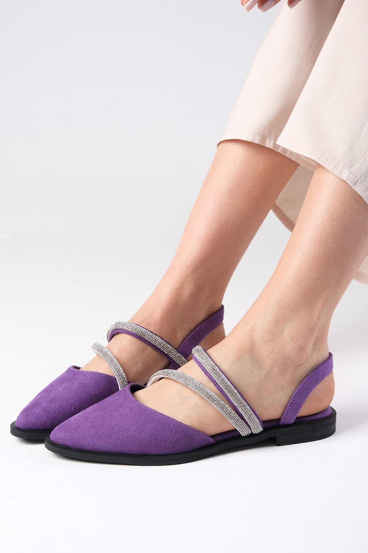 Poppy Mor Çapraz Taş Atkılı Babet-BABET-Mio Gusto-01388PPS