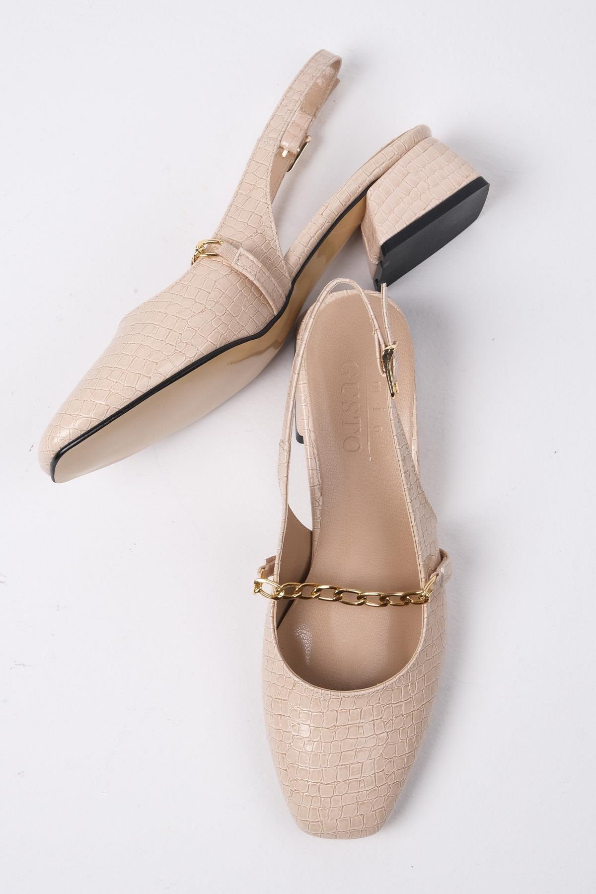 Renata Bej Renk Kısa Topuklu Ayakkabı-Kısa Topuklu-Mio Gusto-01468BEX