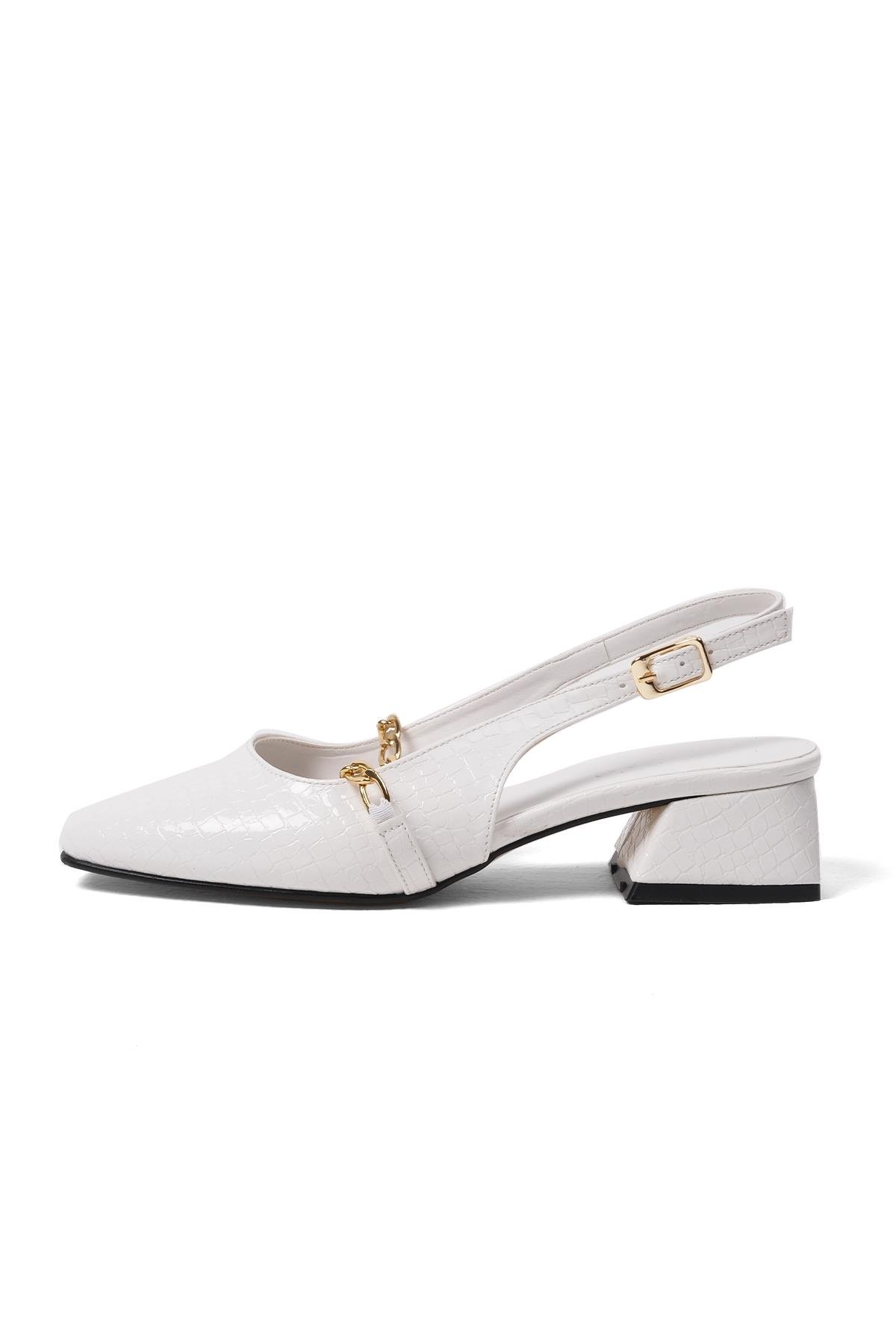 Renata Beyaz Renk Kısa Topuklu Ayakkabı-Kısa Topuklu-Mio Gusto-01468WHX