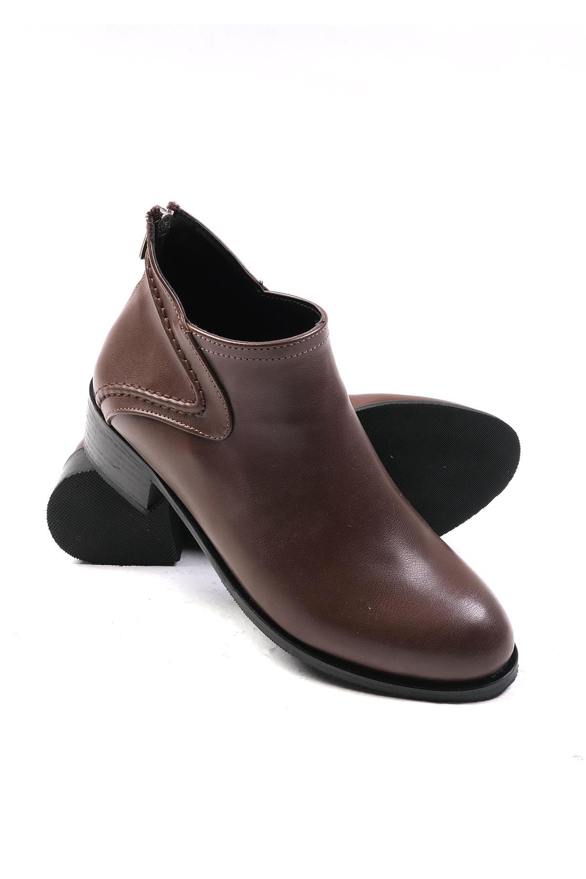 Rosa Kahverengi Oxford Bilekte Bot-Kalın Topuk-Mio Gusto-02286BRC