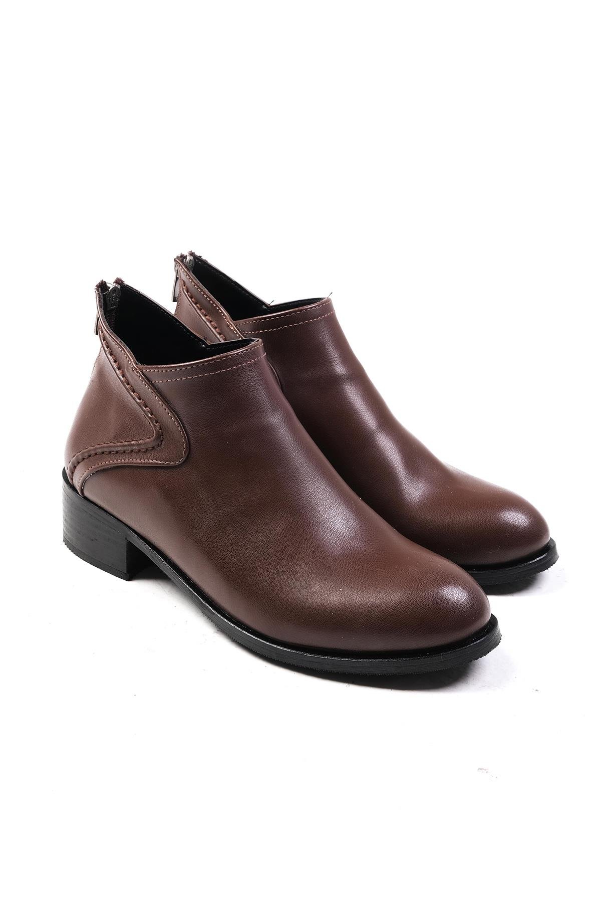 Rosa Kahverengi Oxford Bilekte Bot-Kalın Topuk-Mio Gusto-02286BRC