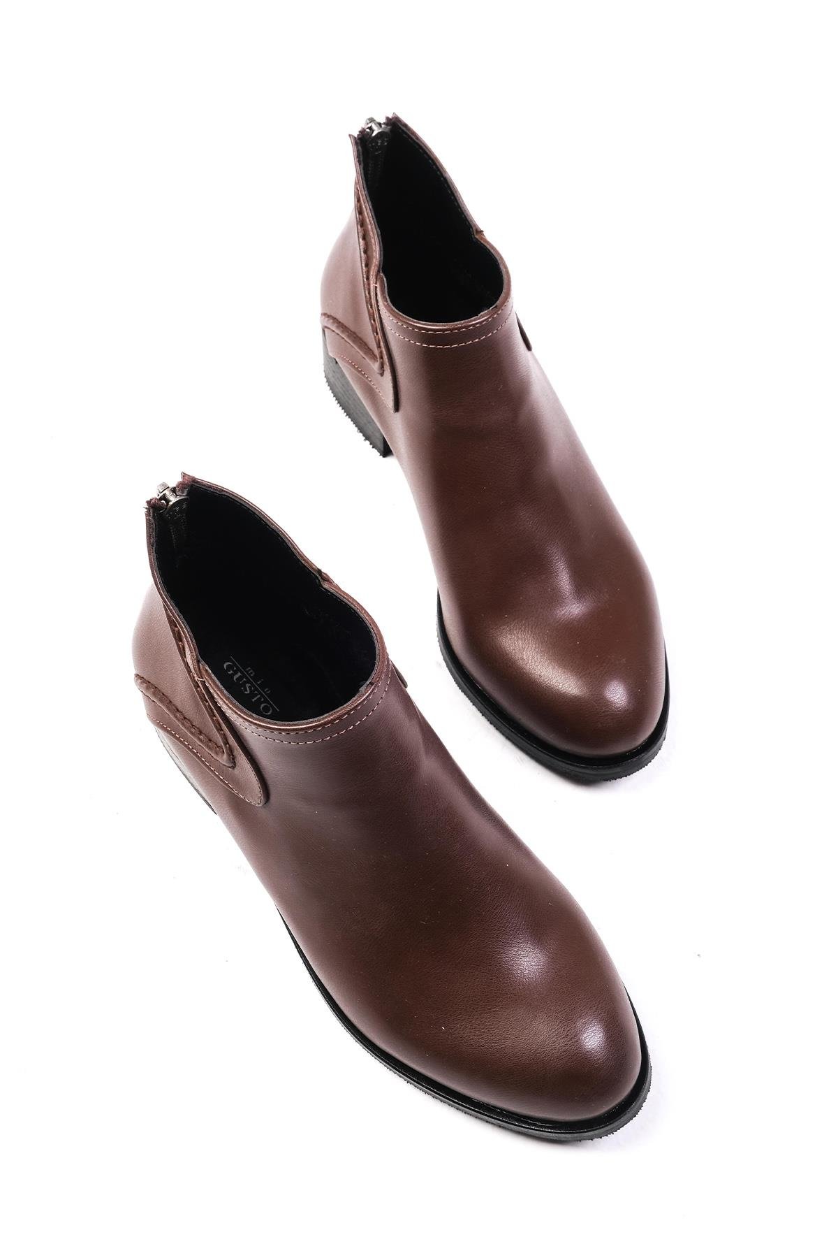 Rosa Kahverengi Oxford Bilekte Bot-Kalın Topuk-Mio Gusto-02286BRC