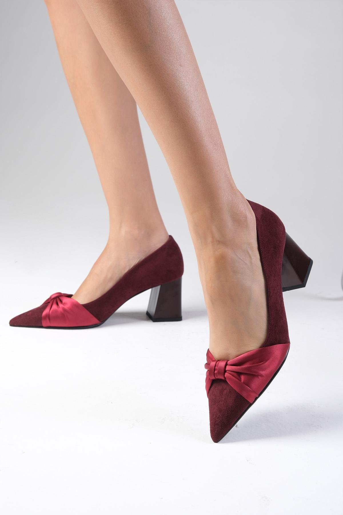 Rose Bordo Renk Topuklu Ayakkabı-Yüksek Topuklu-Mio Gusto-01576WRS