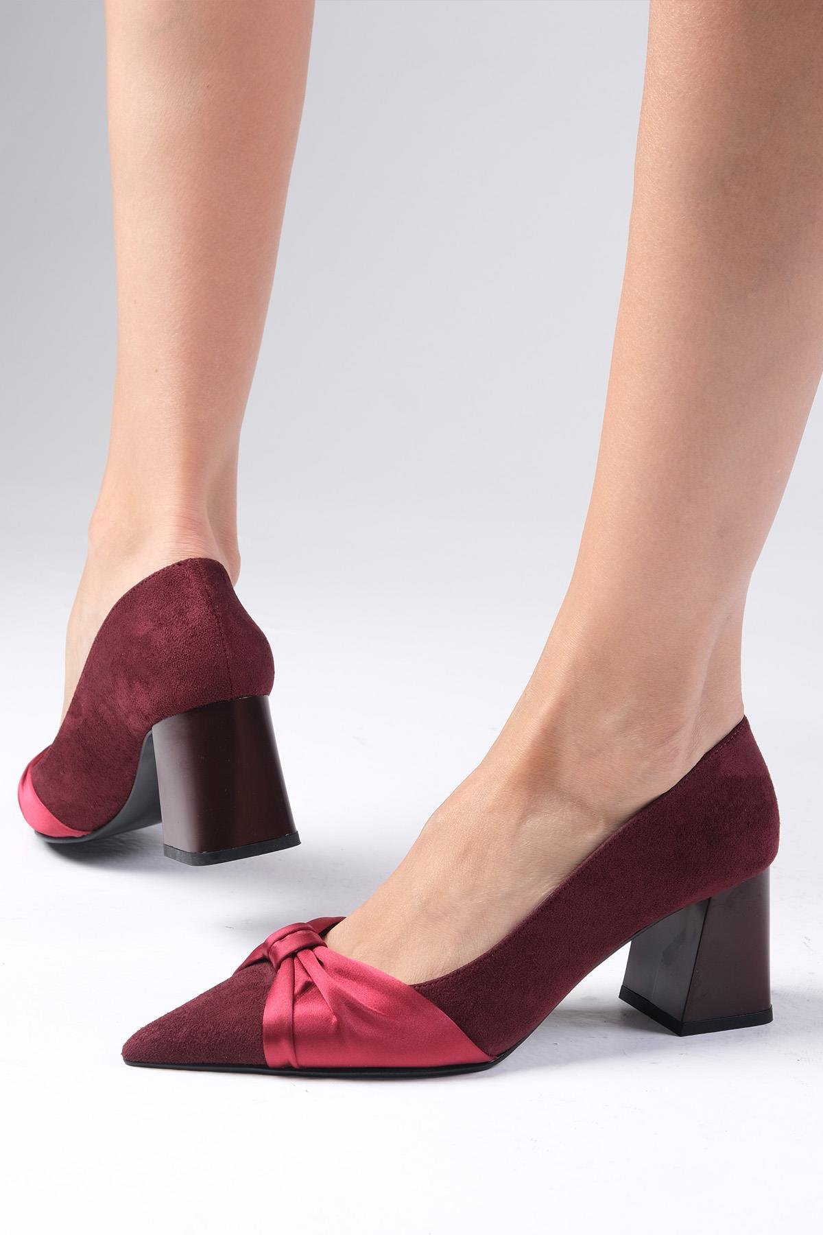 Rose Bordo Renk Topuklu Ayakkabı-Yüksek Topuklu-Mio Gusto-01576WRS