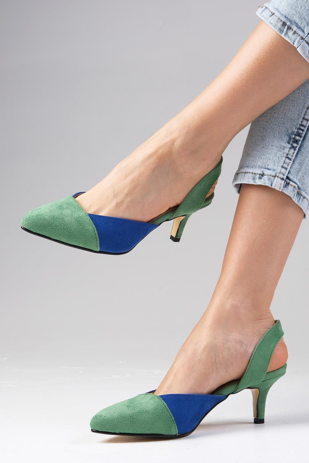 Ruby Yeşil Renk Kısa Topuklu Ayakkabı-Kısa Topuklu-Mio Gusto-02184GNS