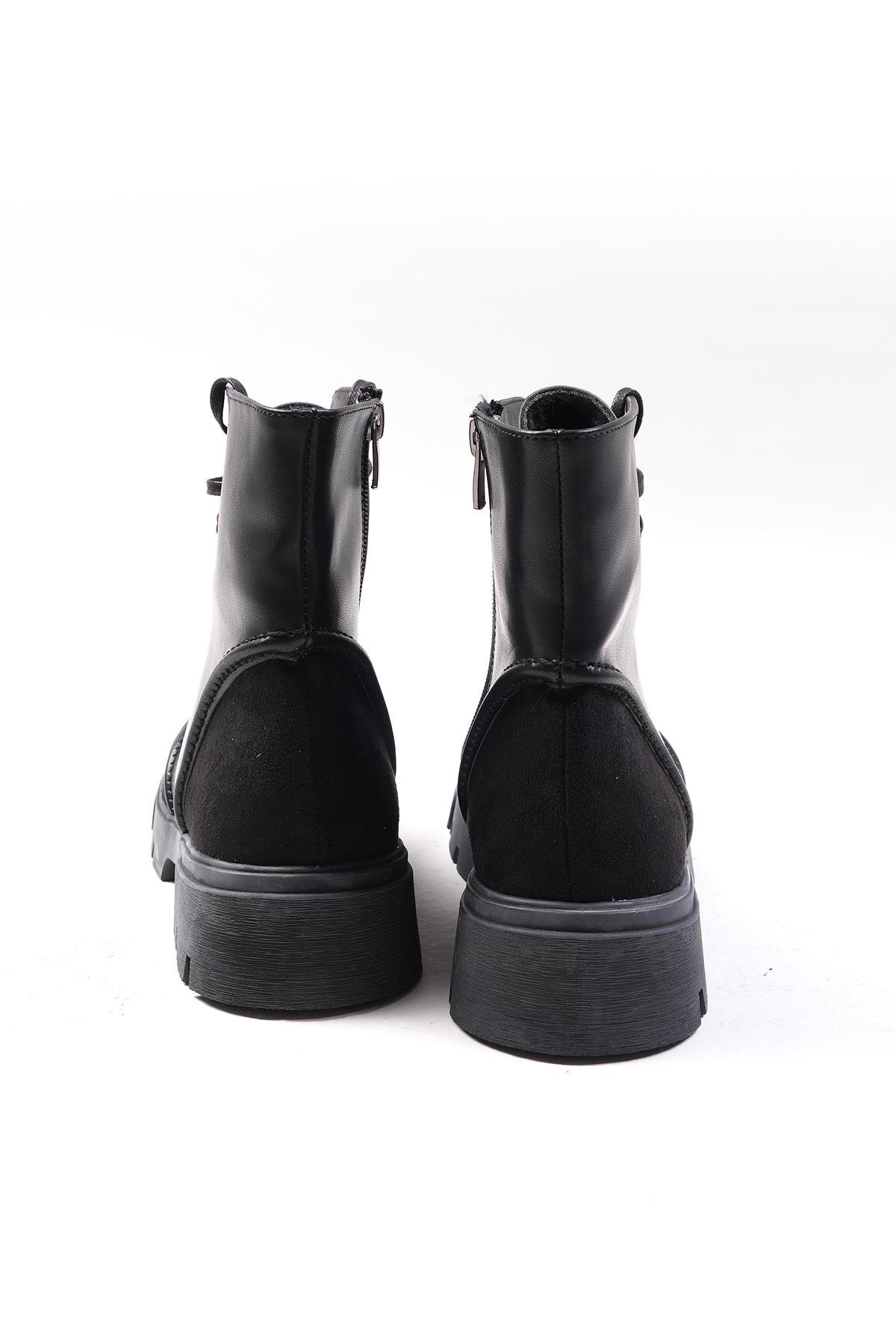 Samantha Siyah Renk Postal Bot-Kalın Topuk-Mio Gusto-01497BLZ