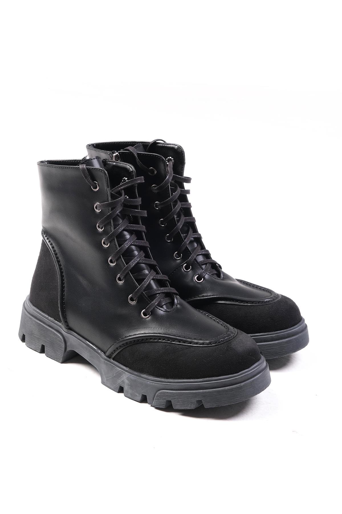 Samantha Siyah Renk Postal Bot-Kalın Topuk-Mio Gusto-01497BLZ