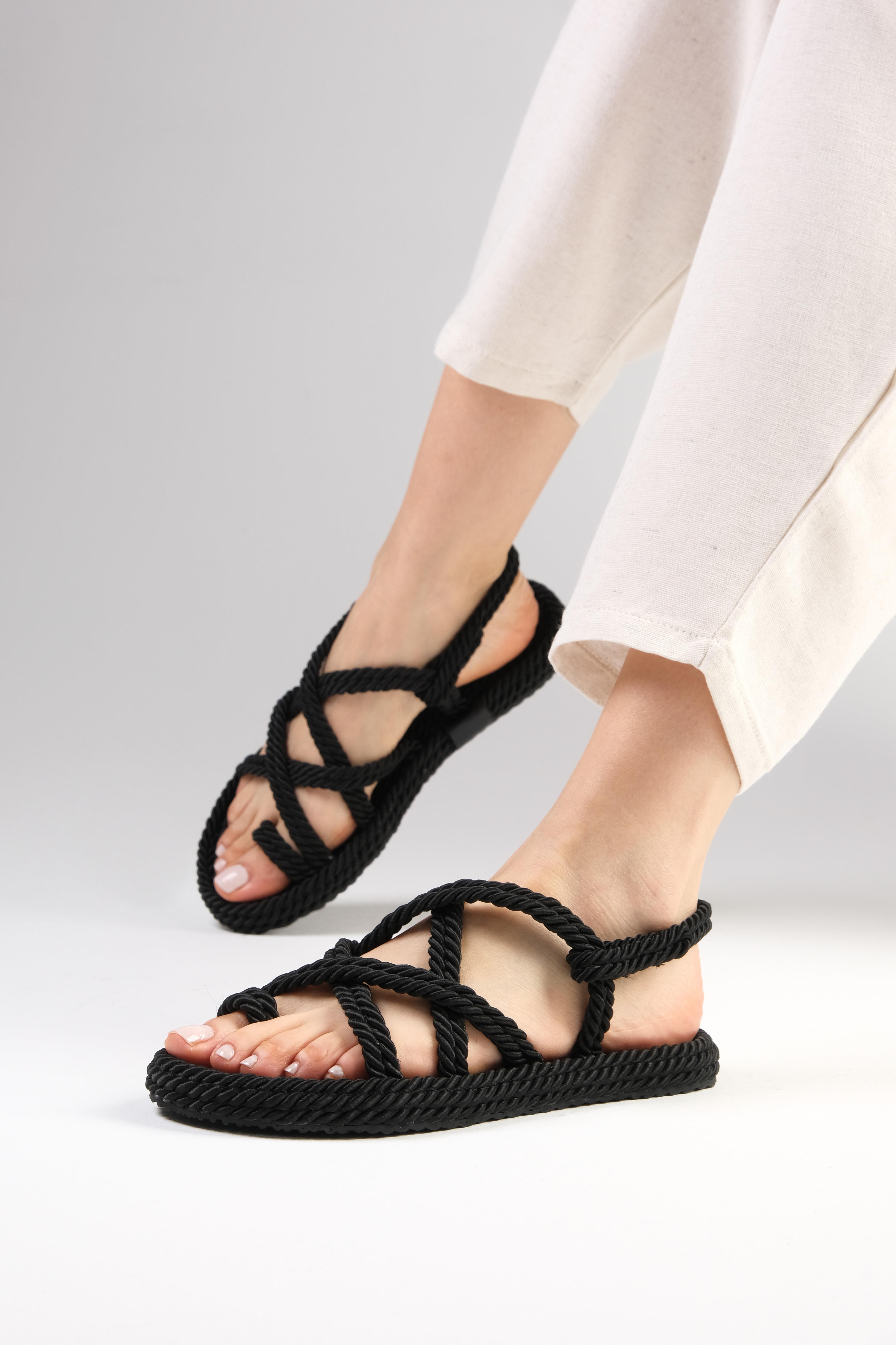 Samara Siyah Renk Halat Sandalet-SANDALET-Mio Gusto-05842BLK