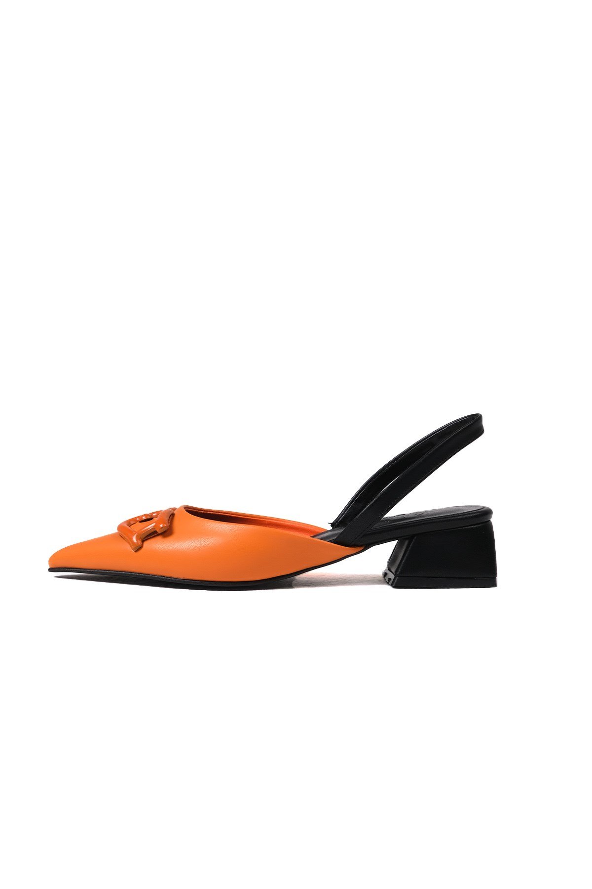 Selina Turuncu Renk Kısa Topuklu Ayakkabı-Low Heels-Mio Gusto-01450ORC