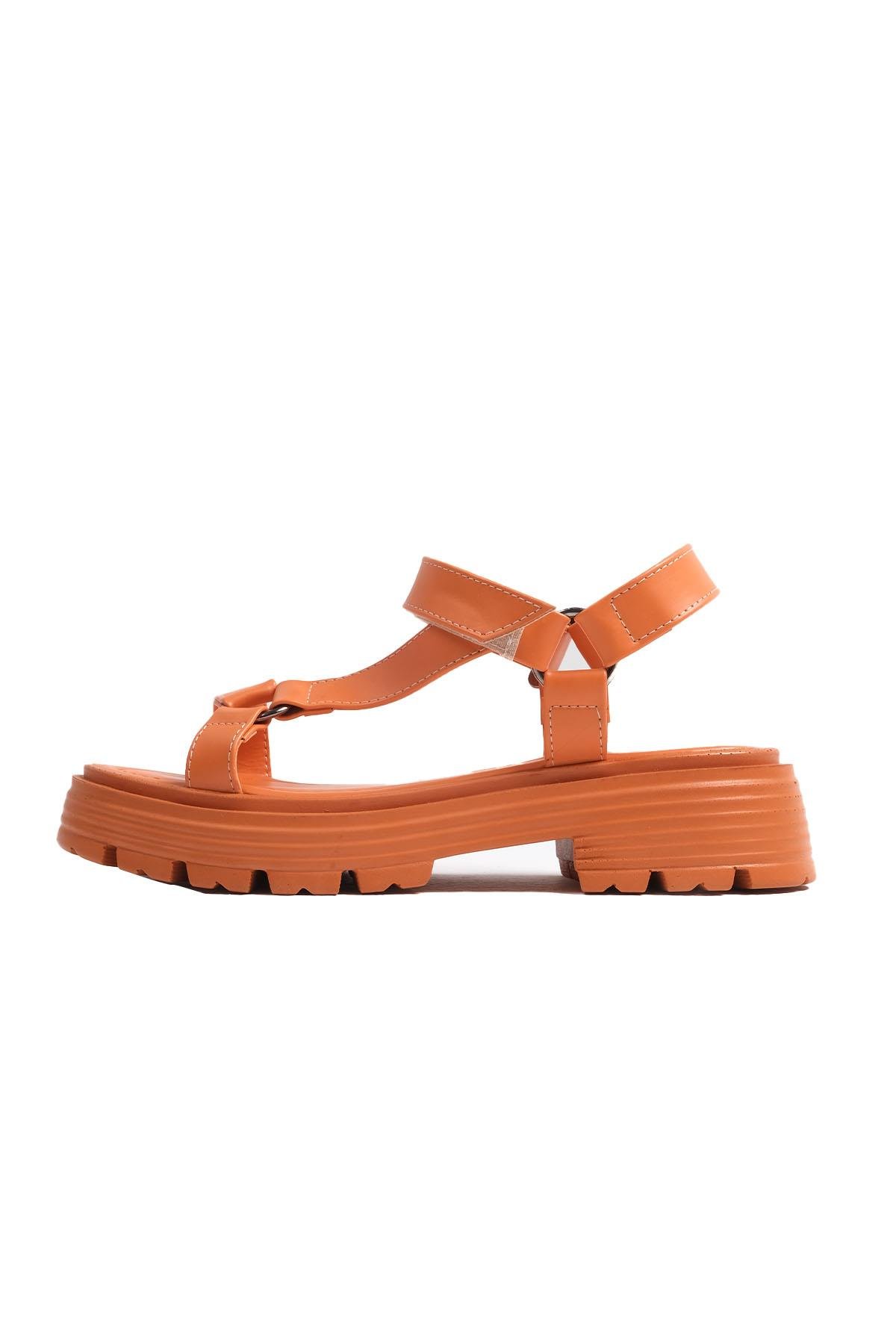 Sierra Turuncu Renk Kalın Tabanlı Sandalet-SANDALET-Mio Gusto-05621ORC