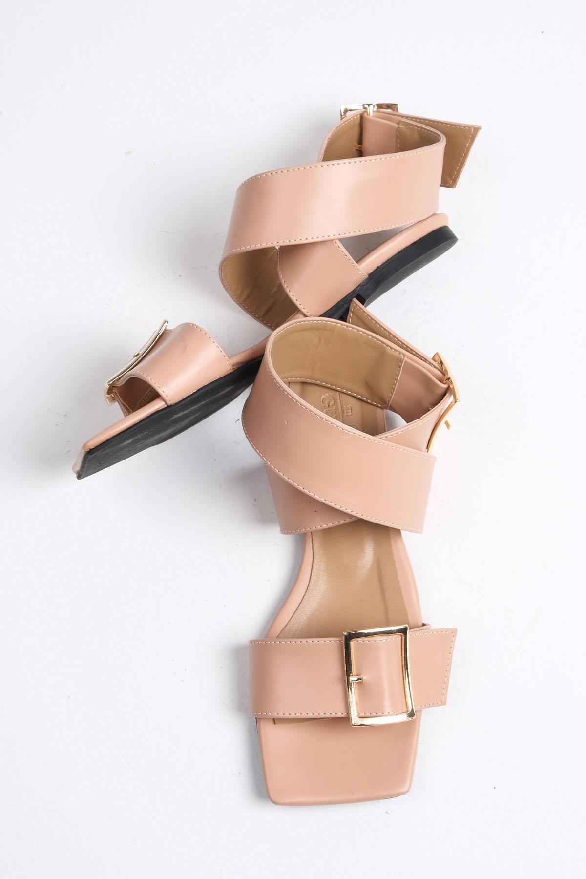 Simone Vizon Renk Düz Sandalet-SANDALET-Mio Gusto-02262MIC