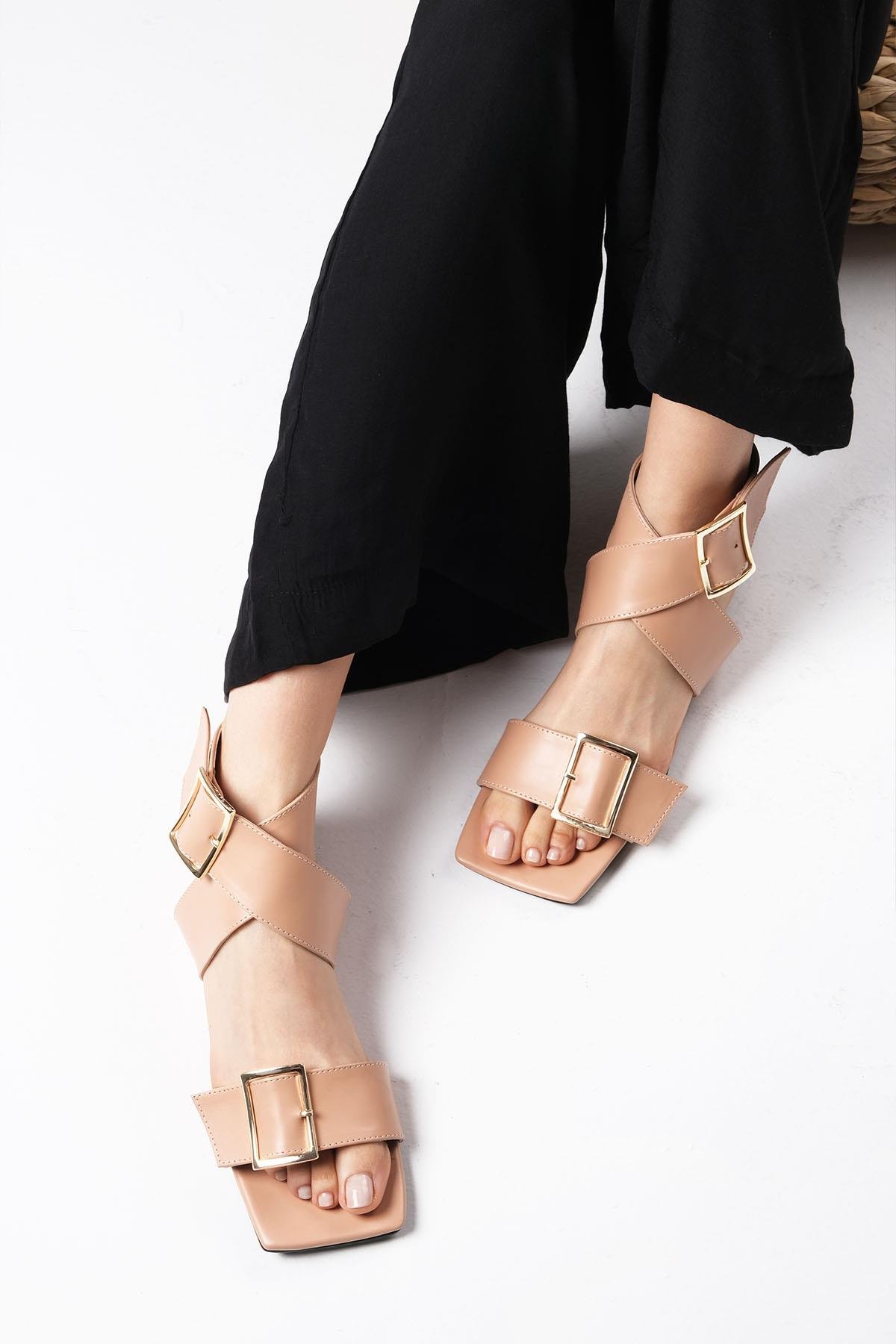 Simone Vizon Renk Düz Sandalet-SANDALET-Mio Gusto-02262MIC