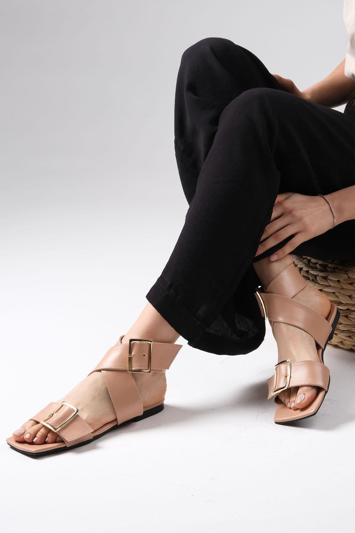 Simone Vizon Renk Düz Sandalet-SANDALET-Mio Gusto-02262MIC