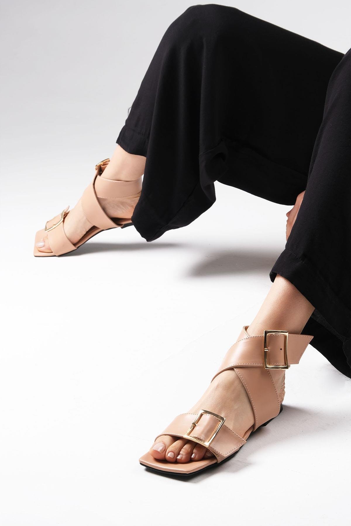 Simone Vizon Renk Düz Sandalet-SANDALET-Mio Gusto-02262MIC