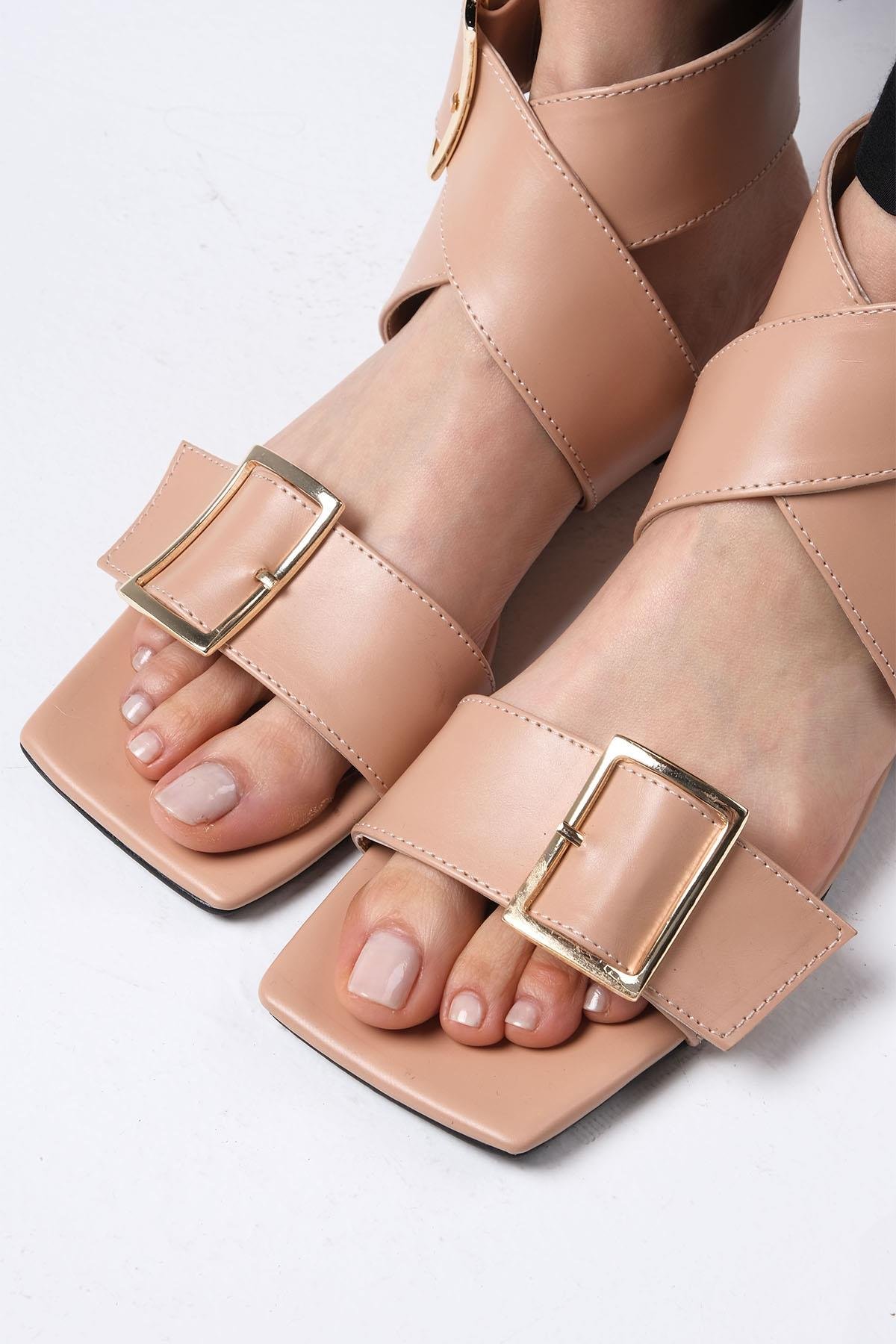 Simone Vizon Renk Düz Sandalet-SANDALET-Mio Gusto-02262MIC