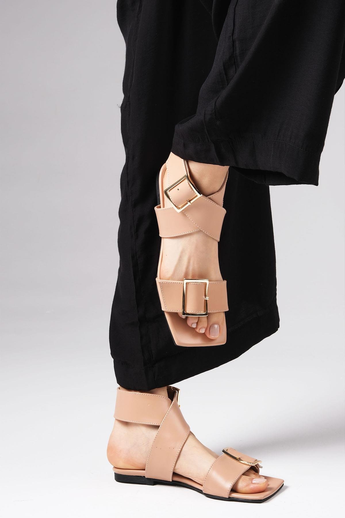 Simone Vizon Renk Düz Sandalet-SANDALET-Mio Gusto-02262MIC