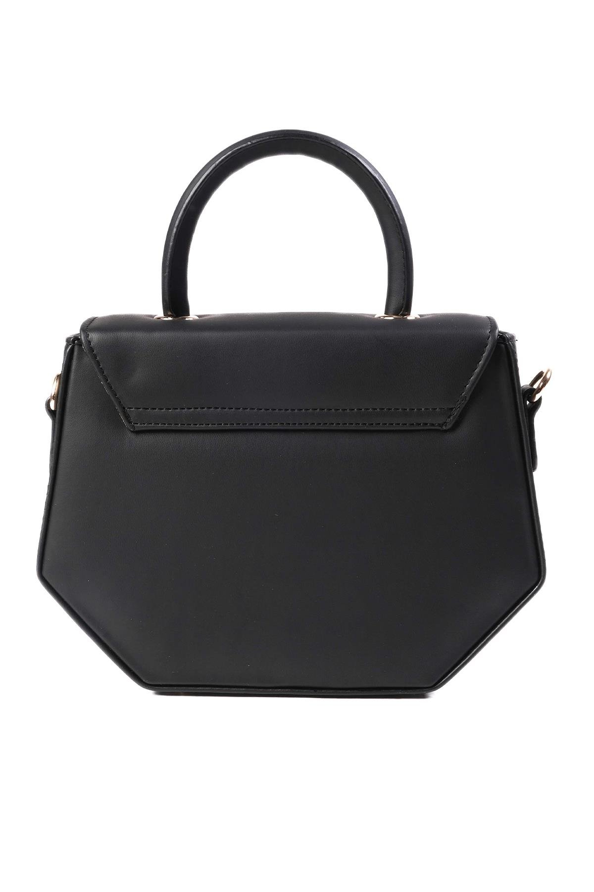 Siyah Renk Kilit Aksesuarlı Kutu Çanta-ÇANTA-Mio Gusto-C0051BLC