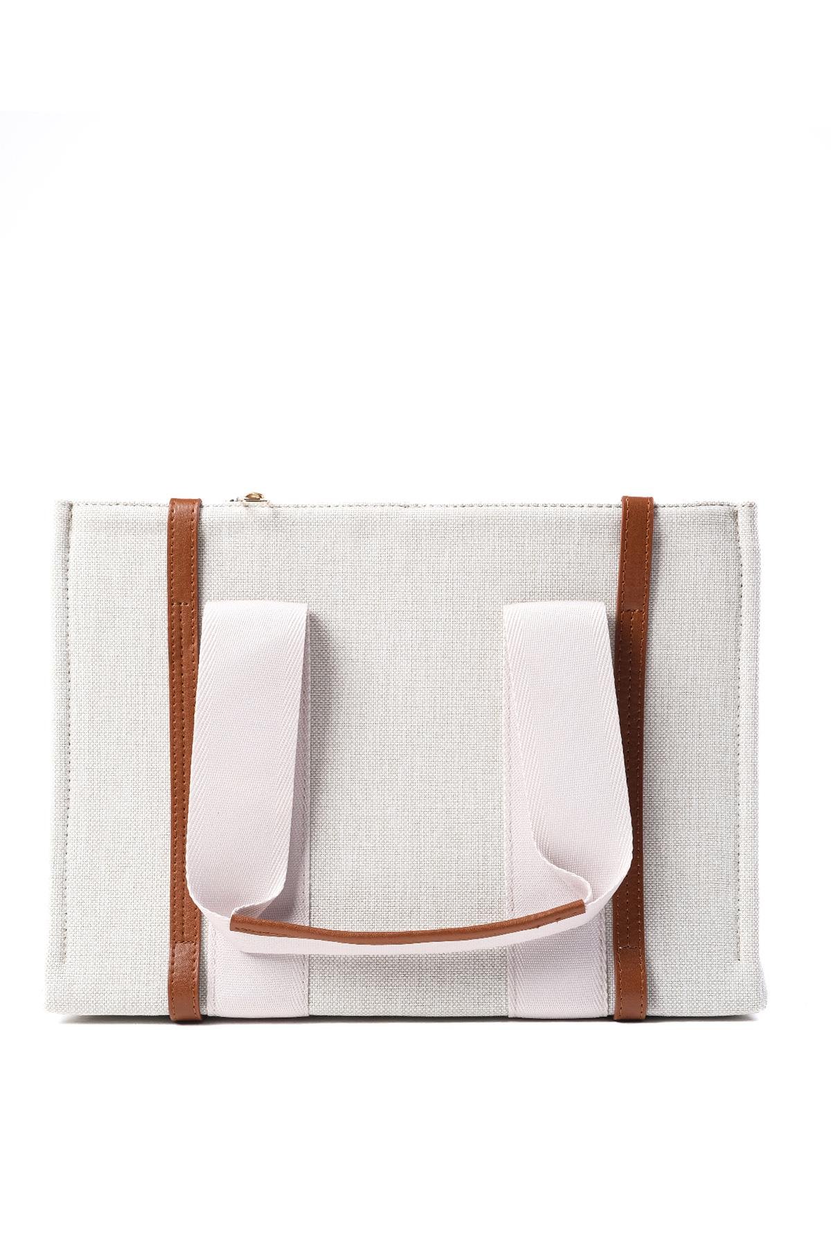 Taba Biyeli Bej Renk Kanvas El Ve Omuz Çantası-ÇANTA-Mio Gusto-C0063BEK