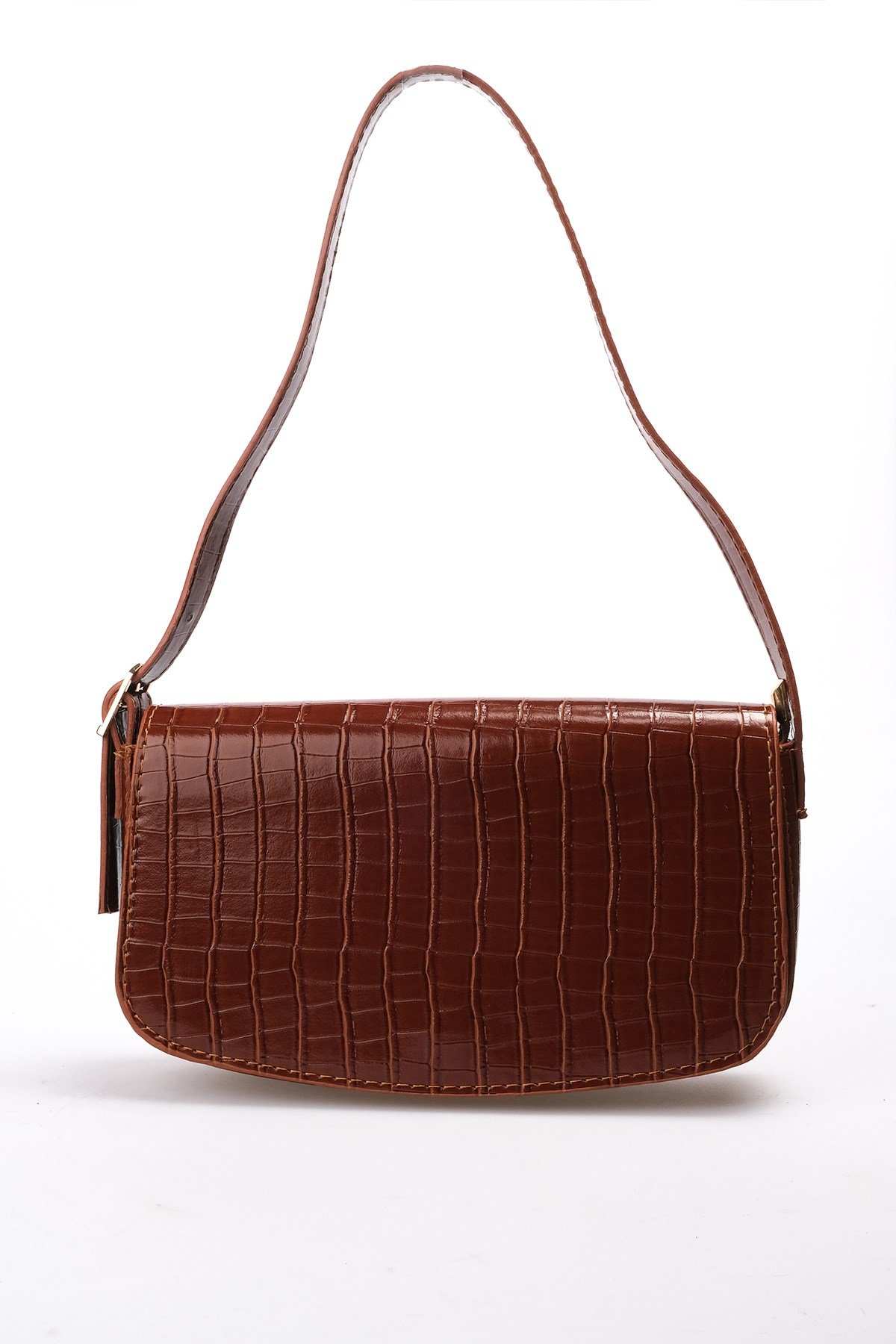 Taba Renk Krokodil Baskılı Kadın Omuz Çantası-ÇANTA-Mio Gusto-C0015TAR