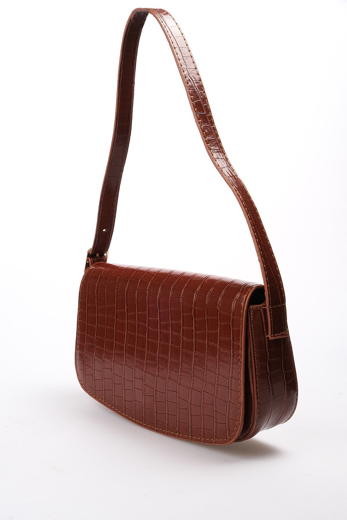 Taba Renk Krokodil Baskılı Kadın Omuz Çantası-ÇANTA-Mio Gusto-C0015TAR