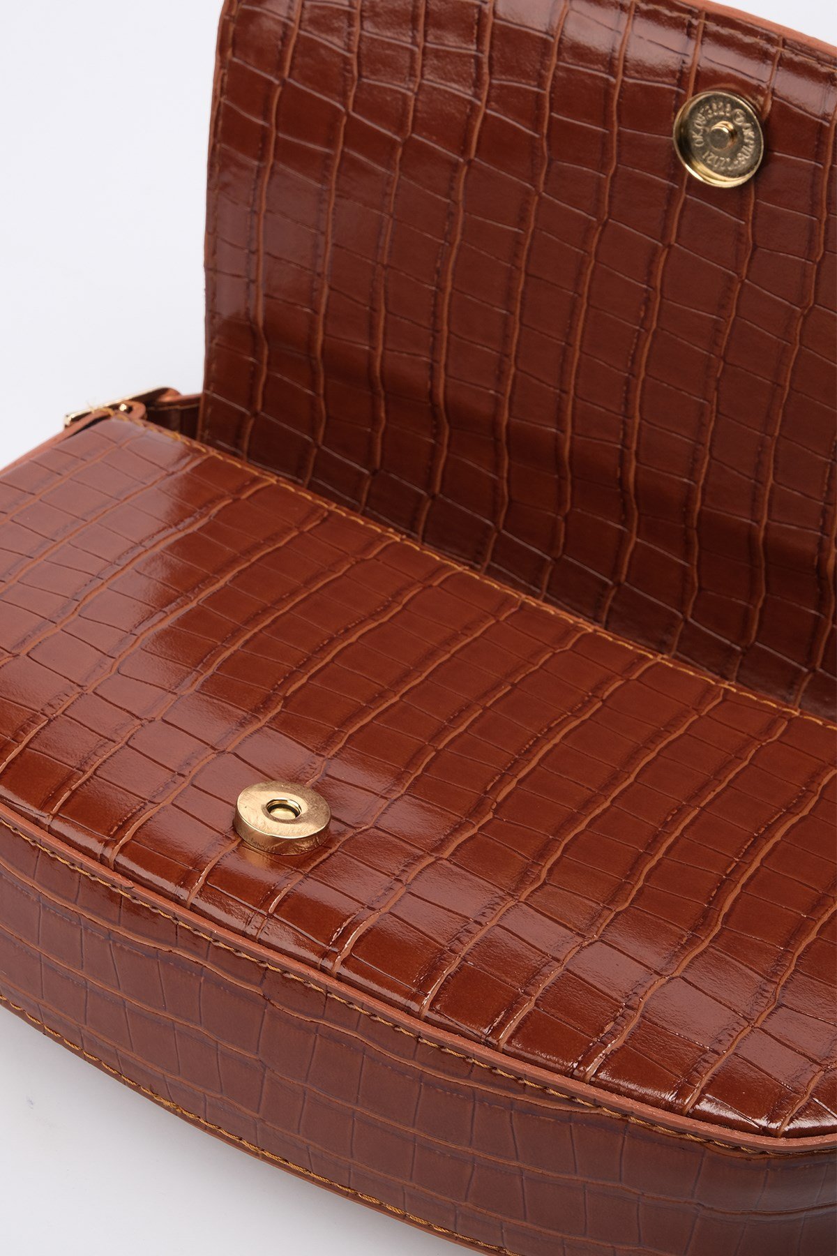 Taba Renk Krokodil Baskılı Kadın Omuz Çantası-ÇANTA-Mio Gusto-C0015TAR