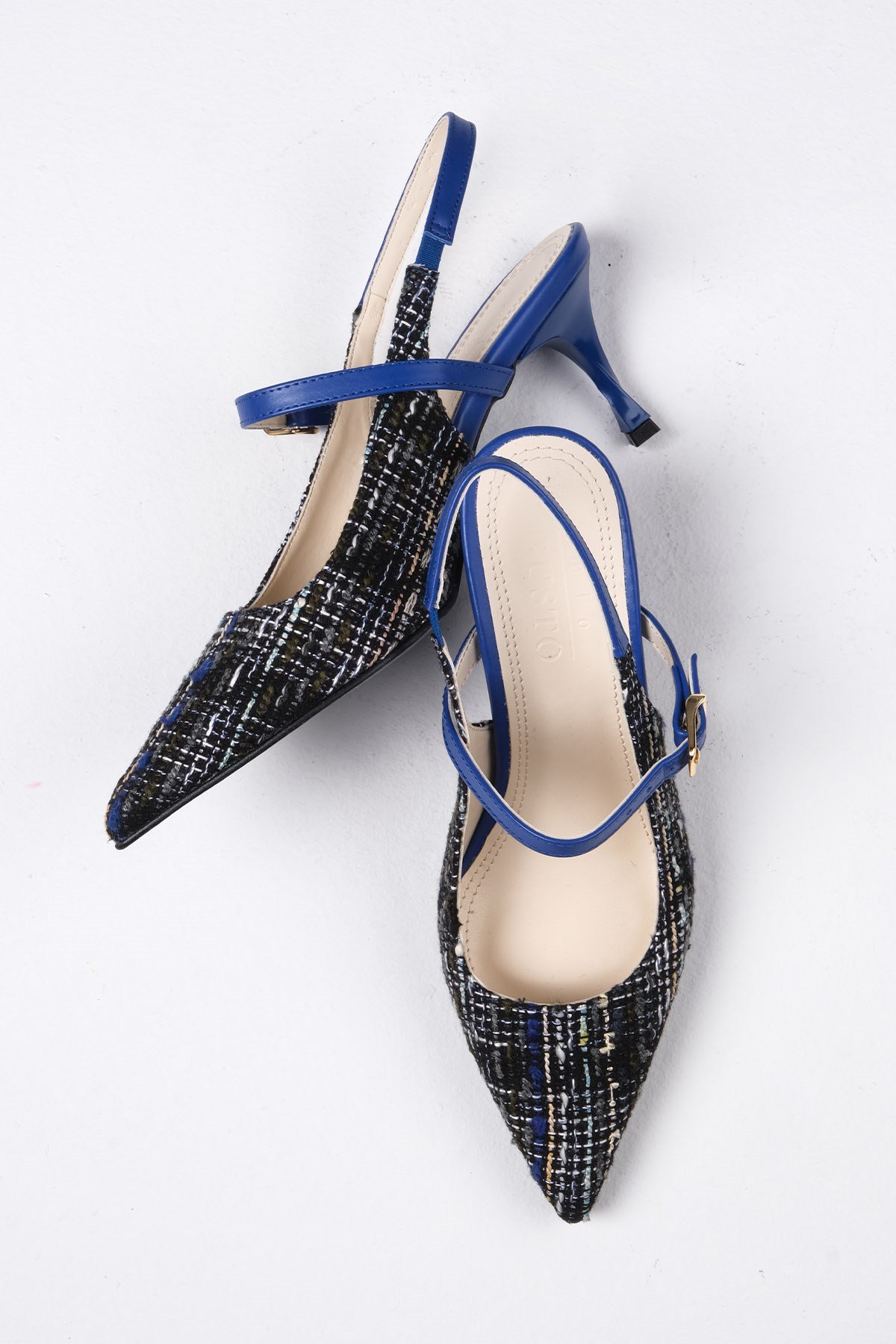 Tamara Lacivert Renk Kumaş Topuklu Ayakkabı-High Heels-Mio Gusto-01442DBK