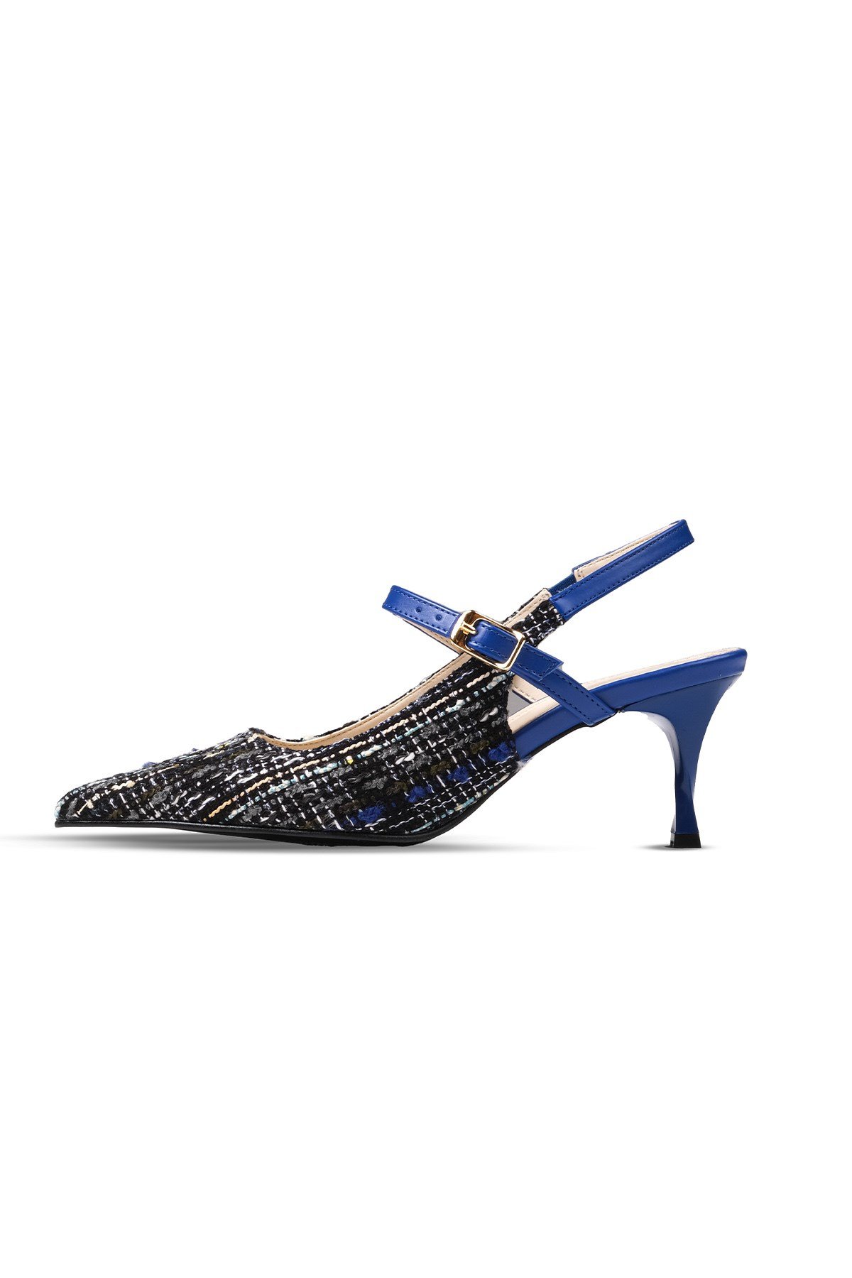 Tamara Lacivert Renk Kumaş Topuklu Ayakkabı-High Heels-Mio Gusto-01442DBK
