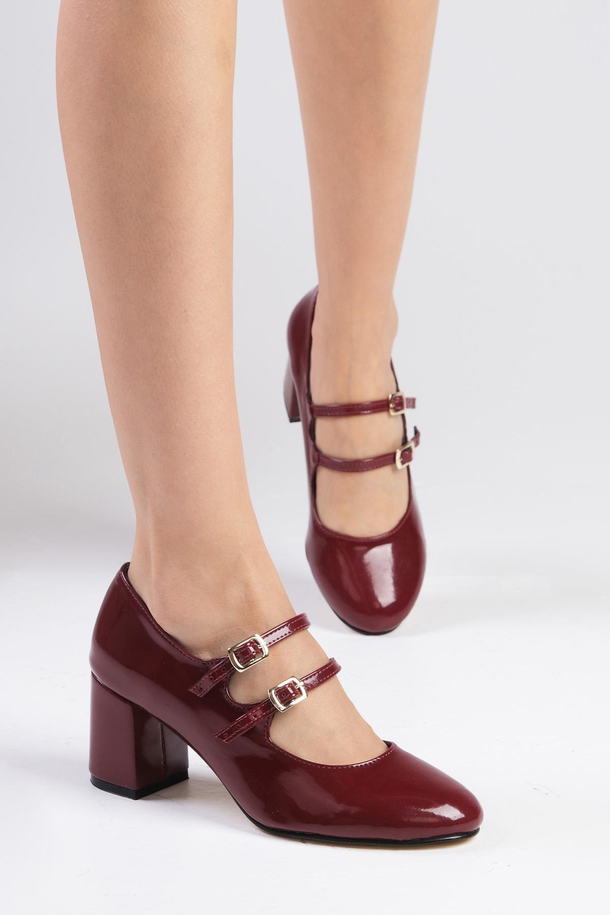 Tiana Bordo Renk Topuklu Ayakkabı-Yüksek Topuklu-Mio Gusto-02323WRR