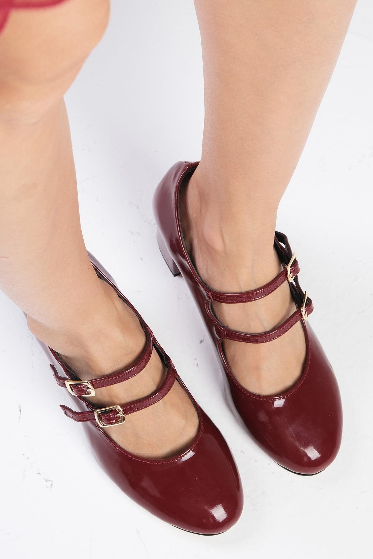 Tiana Bordo Renk Topuklu Ayakkabı-Yüksek Topuklu-Mio Gusto-02323WRR