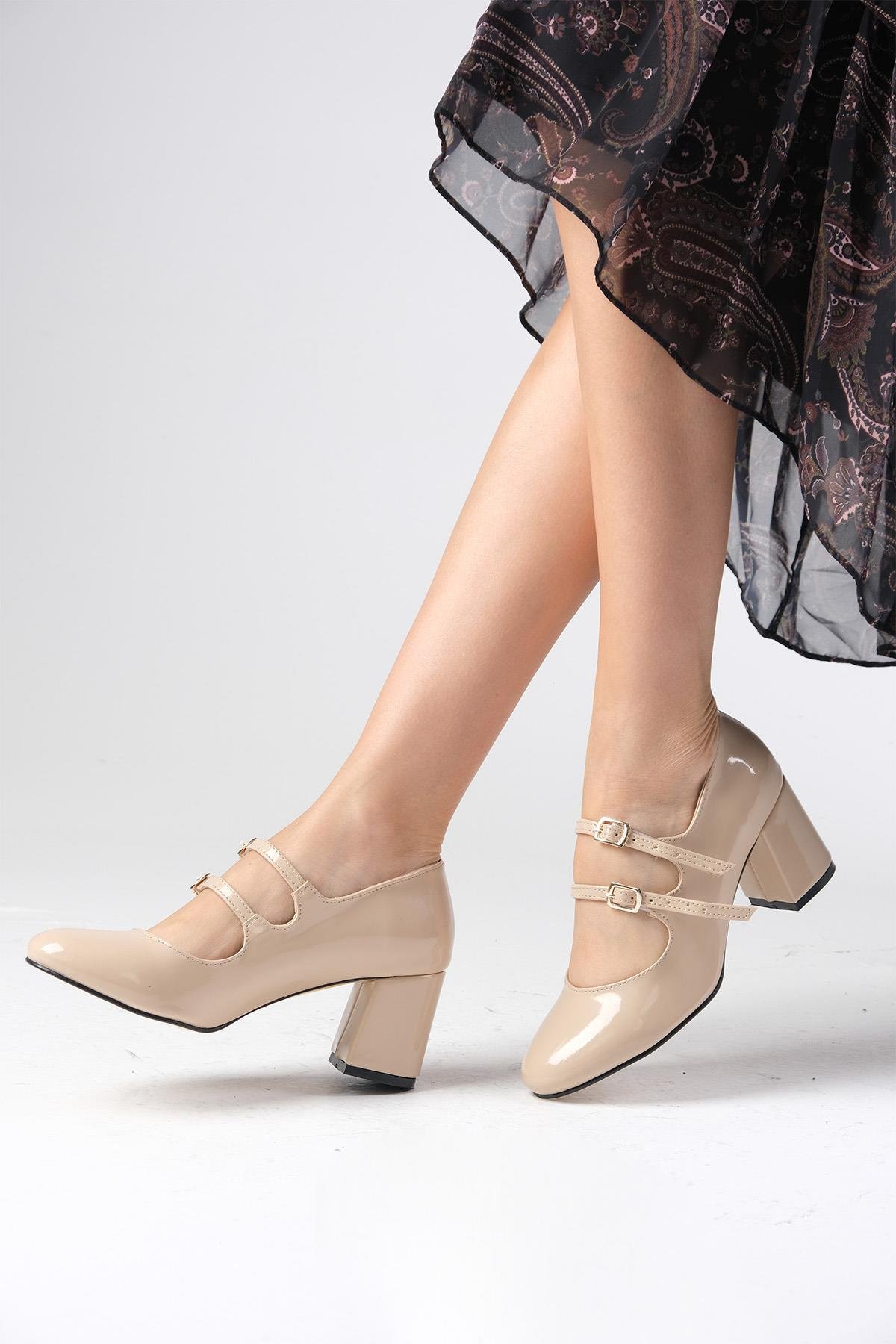 Tiana Ten Rengi Topuklu Ayakkabı-Yüksek Topuklu-Mio Gusto-02323NUR