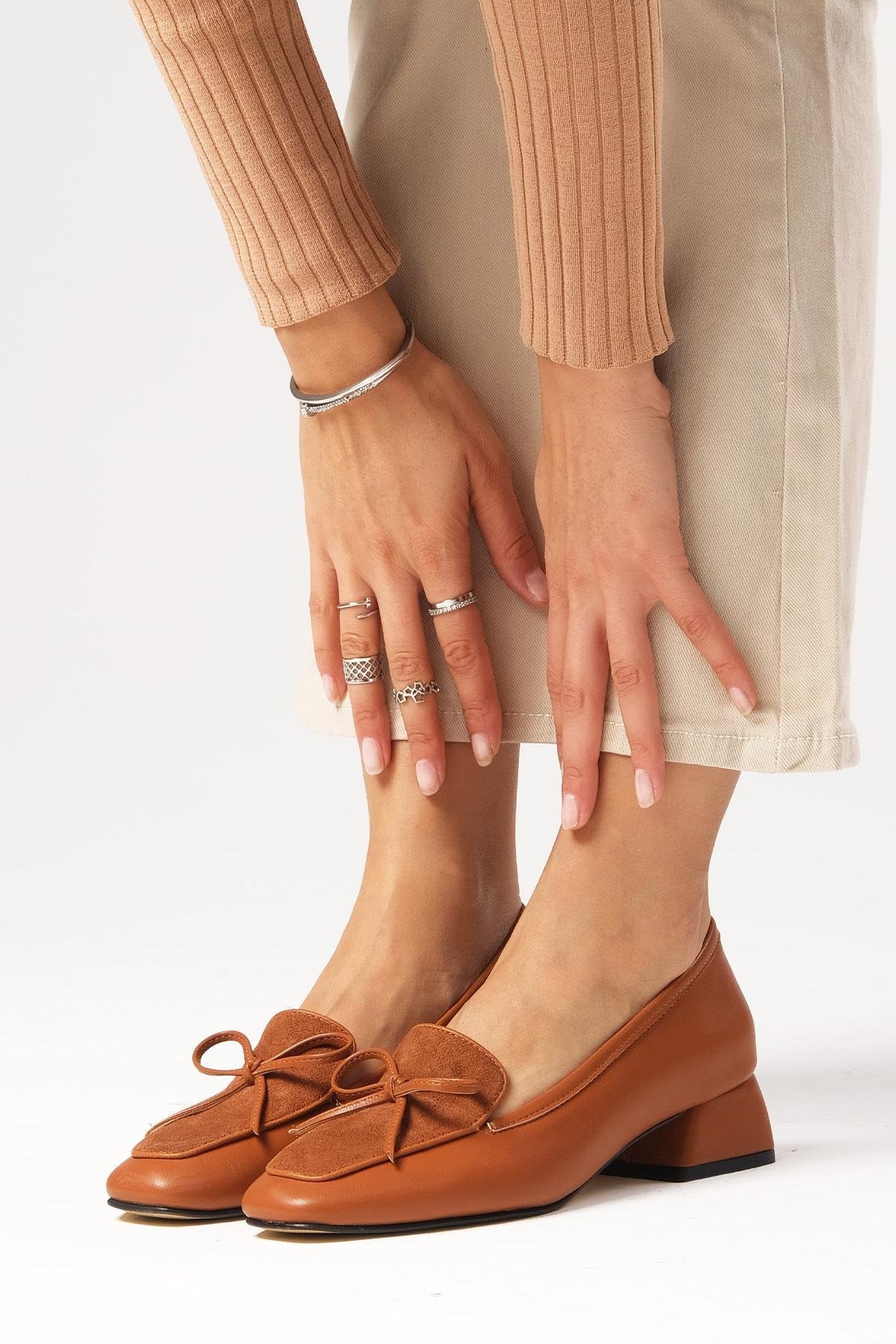 Tilda Taba Renk Kısa Topuklu Ayakkabı-Kısa Topuklu-Mio Gusto-01515TAZ