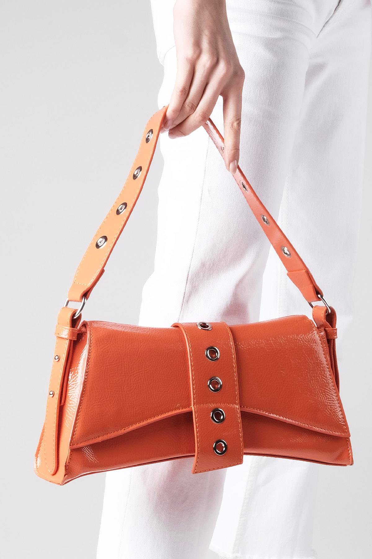 Turuncu Renk El Ve Omuz Baget Çanta-ÇANTA-Mio Gusto-C0044ORC