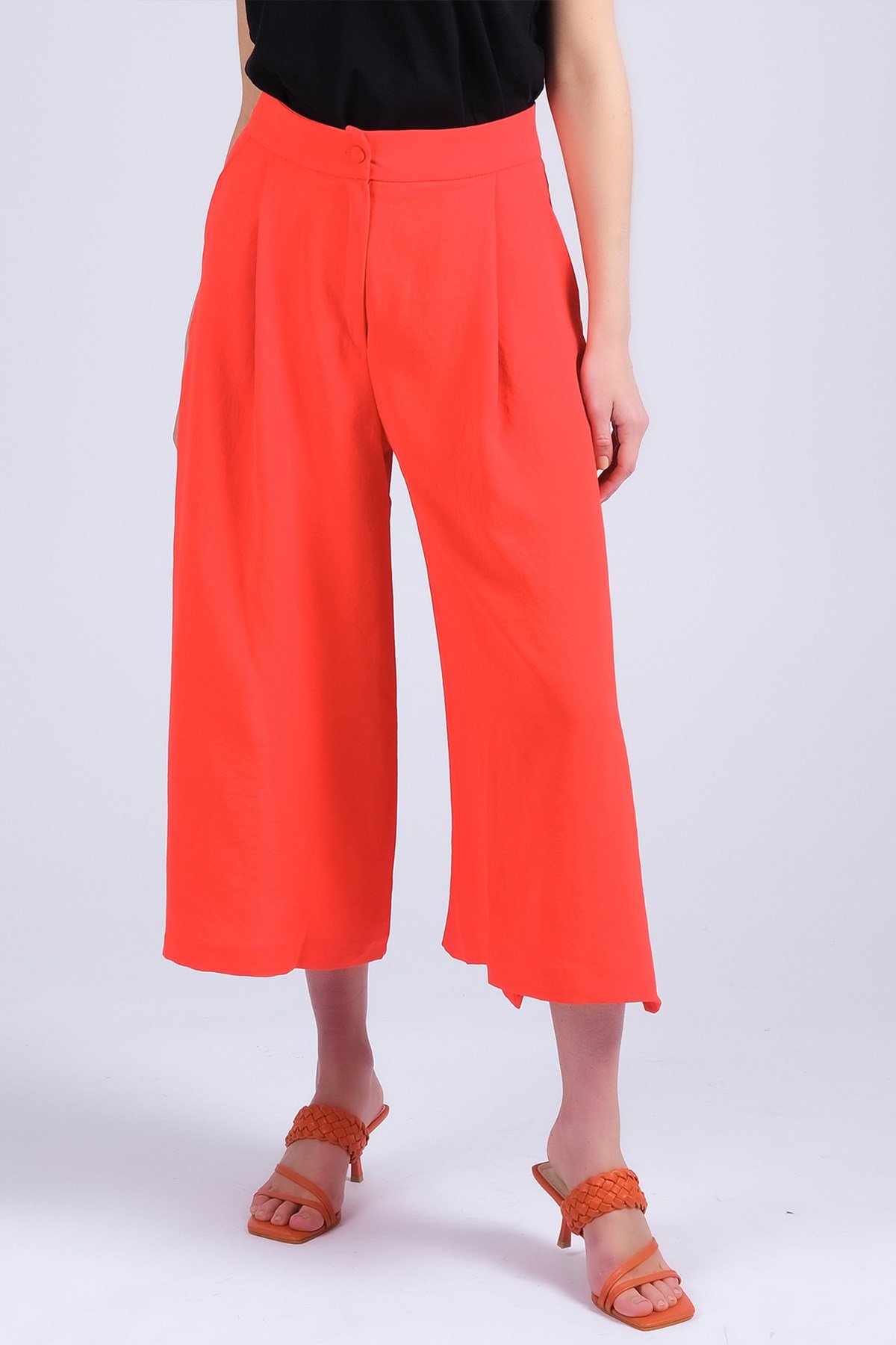 Turuncu Renk Yanları Yırtmaçlı Kadın Pantalon-Pantolon-Mio Gusto-G0021ORK