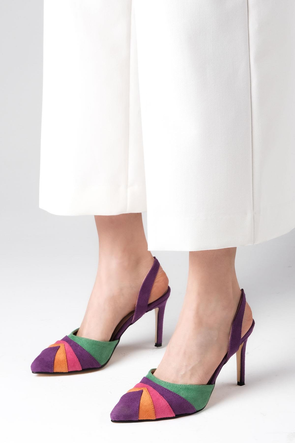 Valentina Multi Renk Topuklu Ayakkabı-Yüksek Topuklu-Mio Gusto-02254GNS