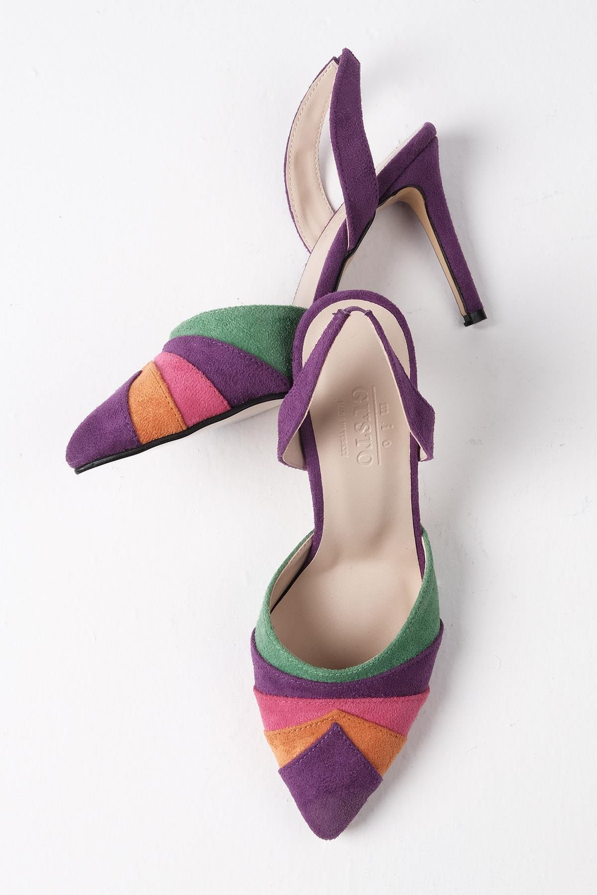 Valentina Multi Renk Topuklu Ayakkabı-Yüksek Topuklu-Mio Gusto-02254GNS