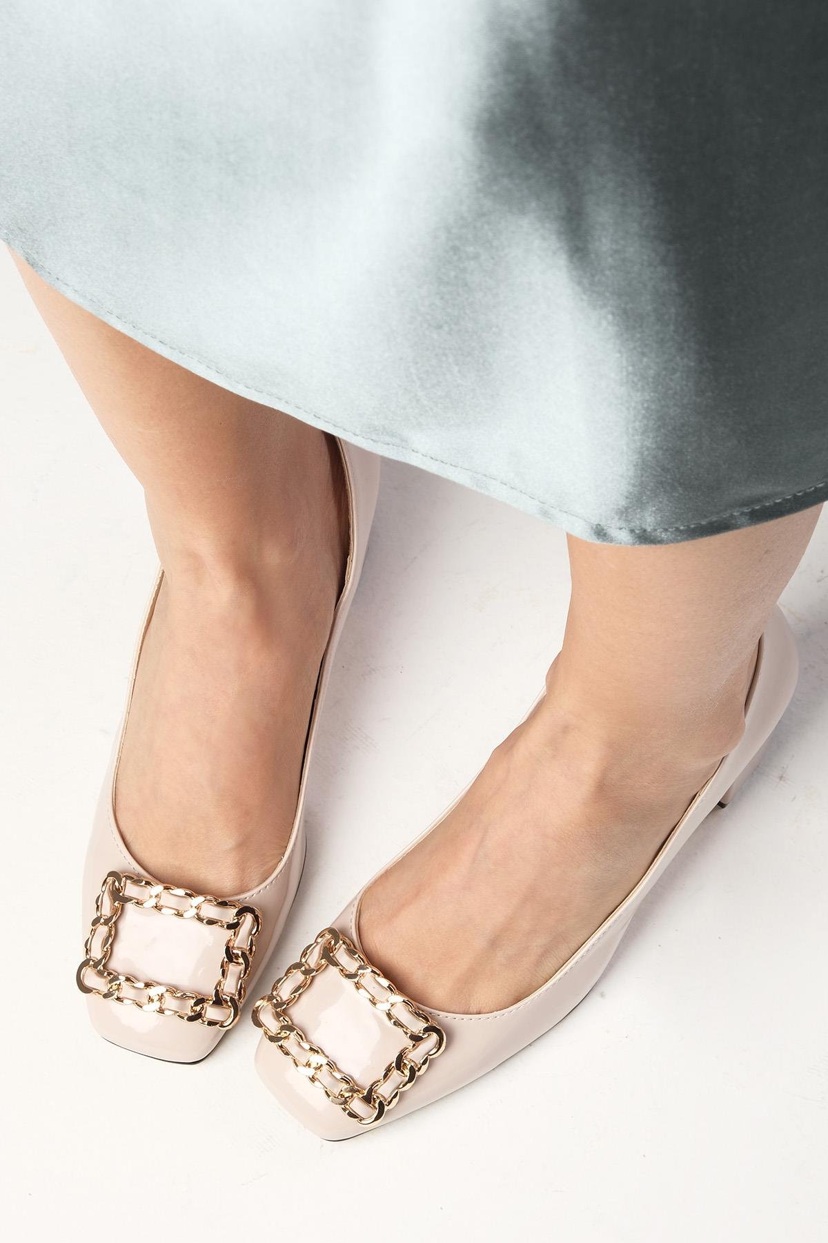 Valeri Bej Renk Rugan Topuklu Ayakkabı-Yüksek Topuklu-Mio Gusto-02281BER