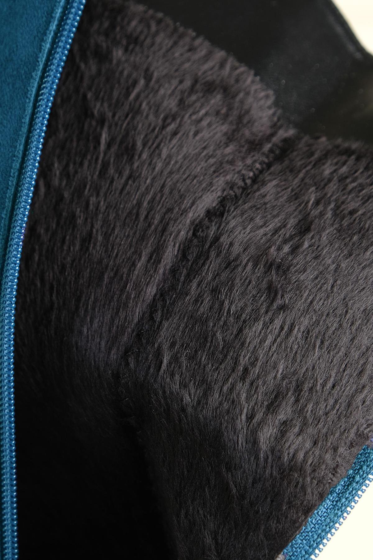 Veronica Petrol Mavi Renk Süet Fermuarlı Postal Çizme-ÇİZME-Mio Gusto-01363BUS